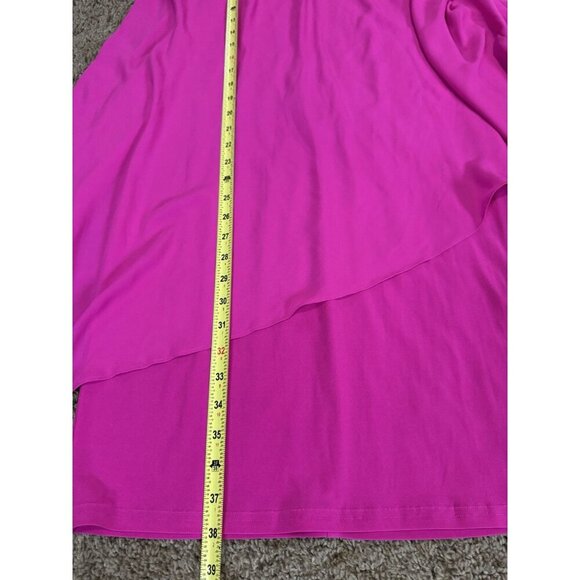 JOSEPH RIBKOFF Hot Pink Dress Cape Overlay Asymmetrical Career Business Lux 8 - Picture 7 of 7